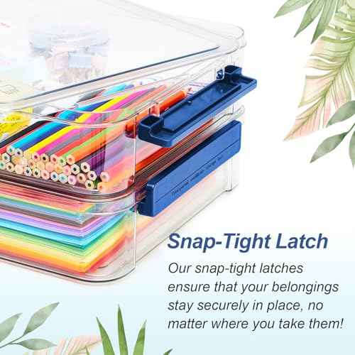 2 Pcs 5.5qt 9 x 13 Plastic Portable Project Case With Snap-Tight Latch Clear Stackable Storage Box With Lids Organizer Container For A4 File Photo Documents Scrapbook Craft Art Supplies