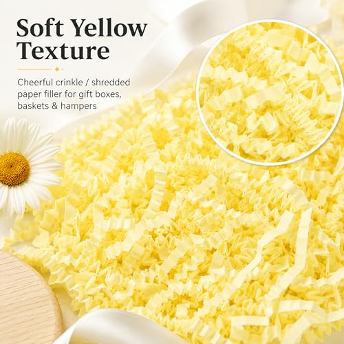STRBOXONG Light Yellow Crinkle Paper Filler 1 LB, Recyclable Cut