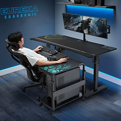 EUREKA ERGONOMIC Height Adjustable PC Stand Black - Universal Tower Cart