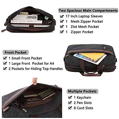 RAVUO Messenger Bag for Men, Water Resistant 17.3 inch Laptop Business Briefcase Canvas Shoulder Satchel for Work Business¡¦