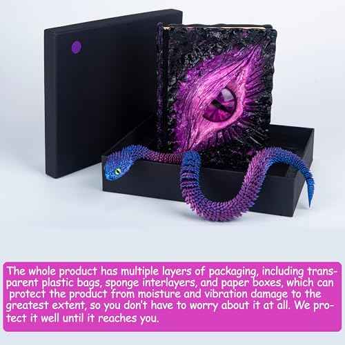 Handmade Big Eye Monster Embossed Journal,Resin Engraving Notebook,Blank Paper,Hardcover Travel Notepad for Writing,Sketchbook,Collection,Gift,Decoration Diary for Man Woman A5 (Purple with snake)