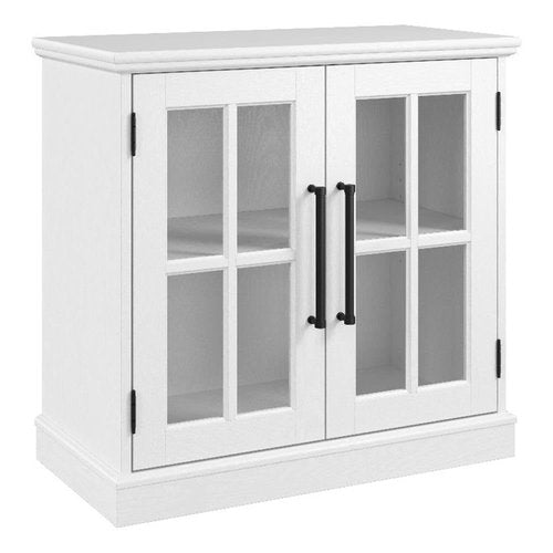Bush Furniture Westbrook 32W Storage Cabinet with Glass Doors in White Ash | Versatile Storage for Home Office and Living Room
