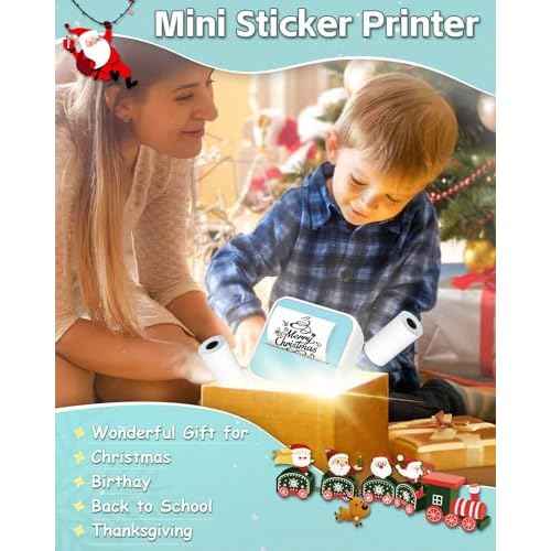 Sticker Printer - Printpods Mini Printer with Stickers, Print Pod, Bluetooth Inkless Printers, Sticker Maker, Portable Thermal Printer for iphone, Impresora Port?til for Notes, Journal, DIY, Kids Gift