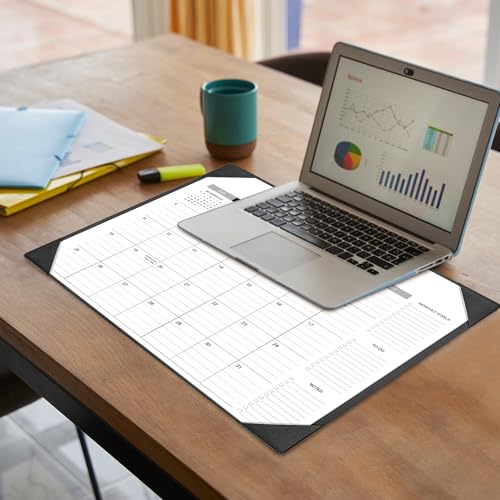 Adronix Black Desk Calendar 2026-2027 with Desk Mat, 22x17 Inch Large Office Planner