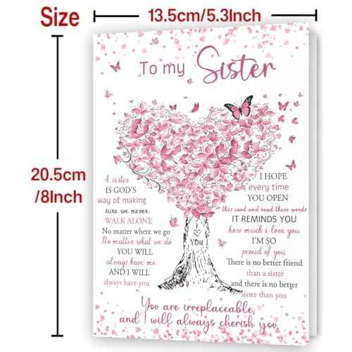 Happy Birthday Card for Sister, Lovely Sister Bday Cards,Unique Gifts Ideas for Women,Birthday Gifts from Brother
