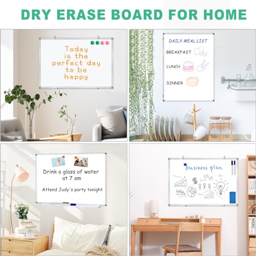 36x24 Inch Magnetic Whiteboard with Aluminum Frame, Includes Markers & Magnets