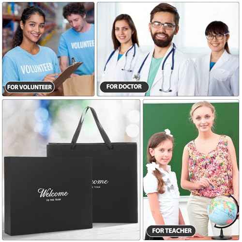 Thenshop 6 Pcs New Employee Welcome to The Team Gift Set Include Welcome to The Team Appreciation Gift Box Notebook Pen Tumbler Keychain and USB Drive for New Employee Coworkers(Black)
