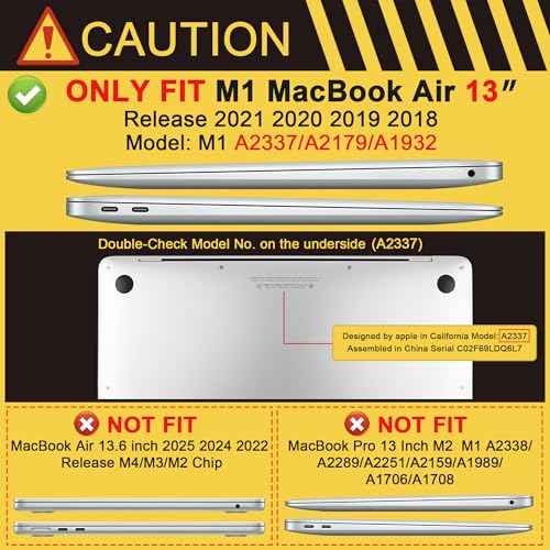 Batianda for MacBook Air 13 inch Case 2020 2019 2018 Release Model A2337 M1 A2179 A1932, Heavy Duty Shockproof Durable Protective Hard Shell Soft Bumper with Fold Kickstand & Keyboard Cover, Grey