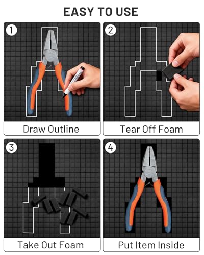 Pick and Pluck Foam 4-Pack (2P 16x12x2"+2P 16x12x0.4"). Tool Box