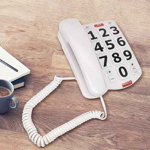 Large Button Phones for Seniors - Big Button Telephone with SOS Emergency Dial, Extra Loud Volume, Hearing Aid Compatible, Easy Operation for Elderly