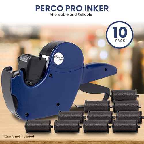 Perco Ink Roll for Perco Pro (1 and 2 Line) Price and Date Guns - Pack of 10 Replacement Inkers - Easy to Load, Premium, Clear & Bold Prints - Made in USA