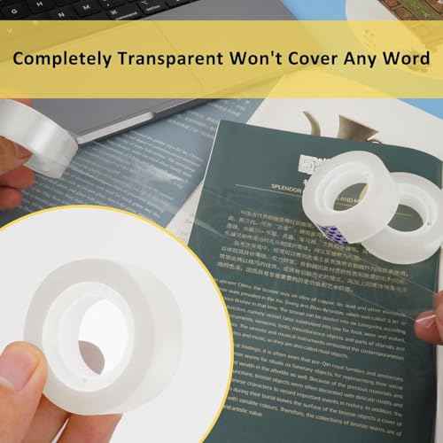 6 Rolls Clear Tape, Transparent Tape Refills for Dispenser, 1 Inch Core, 3/4 x 1000 Inches, Strong Adhesive for Gift Wrapping, Office, School, Home, Desk Supplies & Crafts