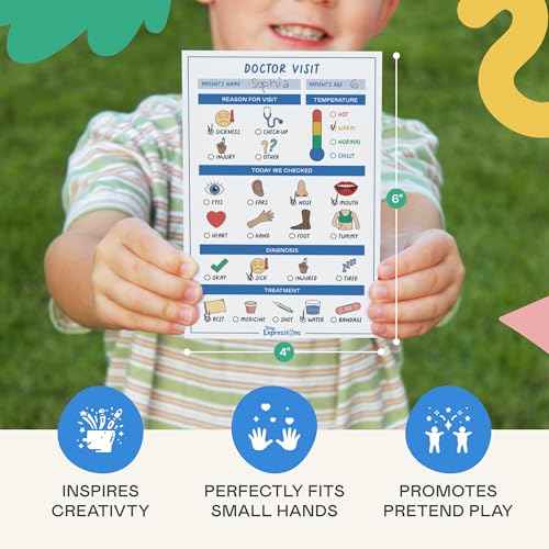 Tiny Expressions Playtime Notepads - 6-Pack Kids Pretend Play Notepads - 40 Pages Each of Restaurant, Doctor, Boarding Pass, Report Card, Nature Walk & Soda Shop for Imaginative Role Play