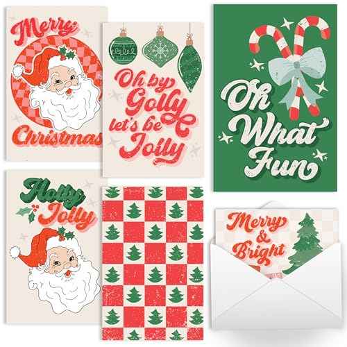 Hadley Designs Blank Christmas Cards With Envelopes - 54 Winter Holiday Cards With Envelopes, Business Happy Holidays Card Bulk, Santa Seasons Greeting Card for Family & Friends, Designed in USA