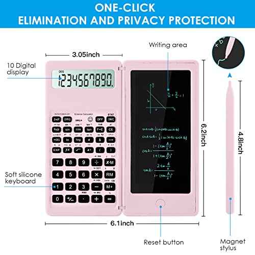 Scientific Calculators for Students, 10-Digit Large Screen, Math Calculator with Notepad, Classroom Must Haves for Middle High School Supplies & College £¨Pink
