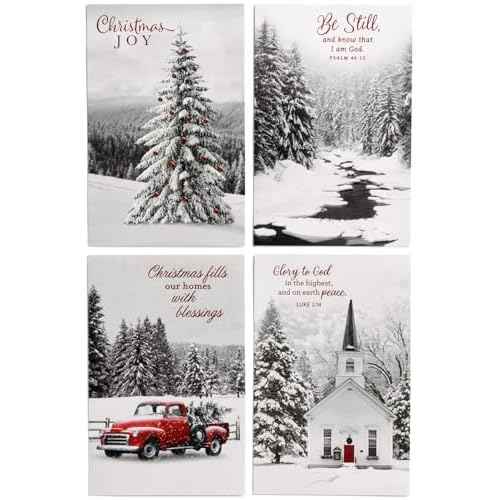 DaySpring - Black and White Christmas Classics - 60 Bulk Christmas Boxed Cards and Envelopes (U1347)