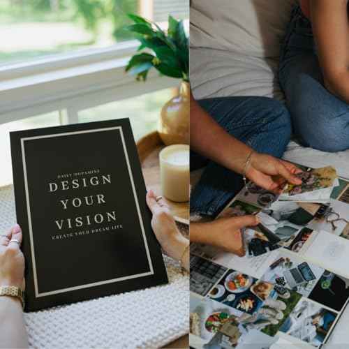 Daily Dopamine Vision Board Kit for Ambitious People- Foldable Mood & Dream Board for Manifestation, Visualization & Goal Setting|125 Aesthetic Photo & 25 Empowering Quote Cards| Vision Board Supplies
