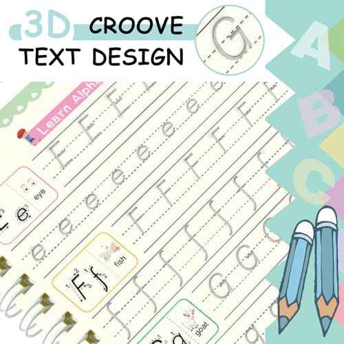 Tracetrek Workbook, Trace Trek Workbook Set - Magic Grooved Writting Practice, Reusable Grooved Handwriting Workbooks, Letter and Number Tracing Book (1pc)