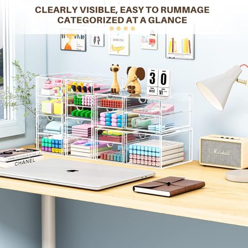 Caktraie 16-Drawer Acrylic Makeup & Desk Organizer for Home & Office - Clear Storage Solution