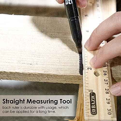 BAZIC Products Wooden Ruler 12" (30cm), Singel Metal Edge, Inches Centimeter Metric Measuring Drafting Rulers, for Students School Supplies (3/Pack), 24-Packs