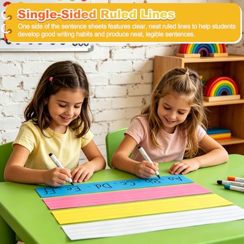 6-Color Pack of 120 Lightweight 3x23 Inch Sentence Strips for Classroom Learning