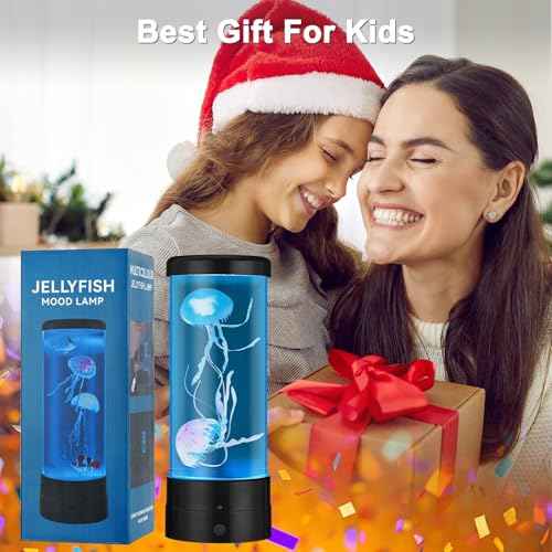 Jellyfish Lamp with 7 Colours, Electric Jellyfish Light Lamp with Auto Color Changing, Mood Table Lamp for Home, Office, Aquarium, Tank [Black]
