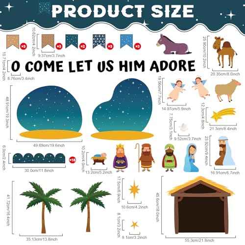 Christian Nativity Religious Bulletin Board Set 2025 VBS Christian Jesus Birth Classroom Decorations Border Cutout for Sunday School Church Chalkboard Wall Decor Summer Christmas Holiday