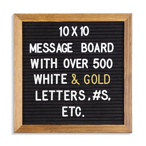 Rustic Brown/Black 10x10 Real Wood Felt Letter Board with Changeable Messages