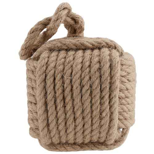 2 PCS Square Rope Knot Door Stops, 5.5 x 5.5 Inch Jute Door Stoppers with Handle, Nautical Knot Door Stopper for Doors and Windows, 5.3lbs