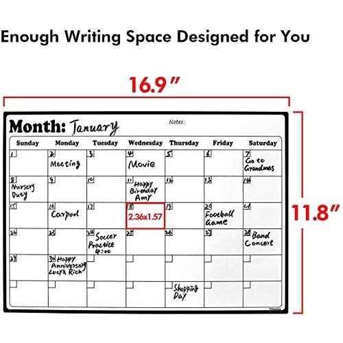 Fridge Calendar Magnetic Dry Erase Whiteboard Calendar for Refrigerator Planners 16.9 Inches X 11.8 Inches
