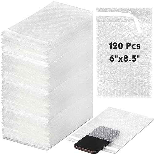 PerKoop 120 Pcs 6 x 8.5 Inch Bubble Cushion Wrap Bags Bulk, Double Wall Bubble Cushion Wrap Pouches, Clear Protective Bags Thickening Shockproof for Shipping Packing Storage Moving