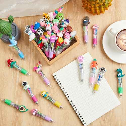 120 Pcs Mini Multicolor Pen in One 4 in 1 Cute Kawaii Ballpoint Ink Pens Bulk Fun Gifts for Birthday Party Favor School Prizes (Classic Style)