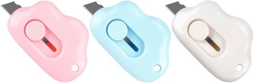 Box Cutters | Retractable 3-Pack Letter Openers - Adorable Cloud Design for Key Chain & Pocket, 2.24 x 1.5 x 0.55 Inch