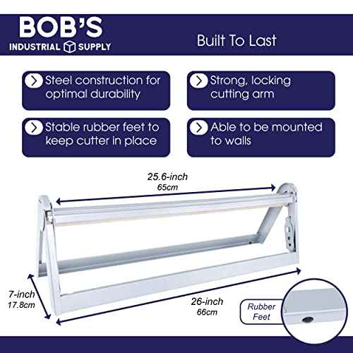 BISupply Butcher and Wrapping Paper Cutter Dispenser - 24in Craft Paper Roll Holder Stand and Cutter for Kitchen Storage