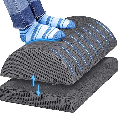 CushZone Grey Foot Rest Under Desk, Adjustable 2-Piece Ergonomic Support