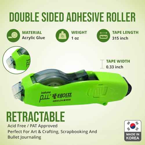 TAPE RUNNER - Double Sided Adhesive with Dispenser Roller Included - Acid Free, Sticky, Transparent - Ideal for Scrapbooking, Crafts & More - Retractable (315 inches per Cartridge), 5 Cartridges