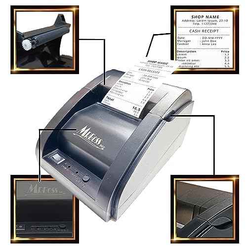 MRBOSS 2¡° 58mm POS Cash Register Portable Thermal Receipt Printer with High Speed Printing USB+Bluetooth Interface for Supermarket Restaurant Retail Sales Kitchen Support Windows Android MAC