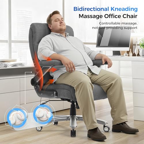 Big & Tall Ergonomic Office Chair with 3D Kneading Massage and Heat