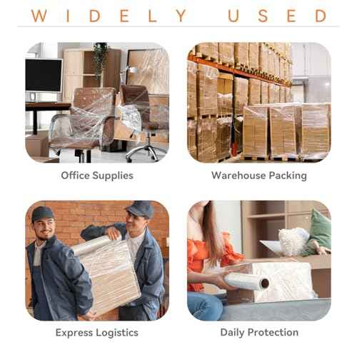 Stretch Film Shrink Wrap Roll 18" x 1500' - Industrial Plastic Wrap for Moving, Heavy Duty 80 Gauge, 600% Stretch for Packing, Pallets, Shipping&Furniture Protection?-4 Rolls