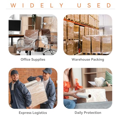 Adaym Clear Stretch Film Shrink Wrap Roll for Moving 18" x 1500' - 4 Rolls