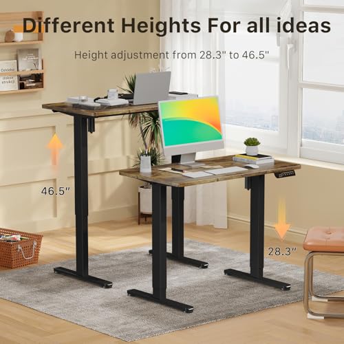 JOY Worker Rustic Brown 35-Inch Electric Standing Desk with Height Adjustment