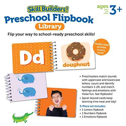Learning Resources Skill Builders! Preschool Flipbook,3 Pieces, Ages 3+, Library Preschool, Learning Activities, Letters, Numbers, Counting, Toddler Activity Book
