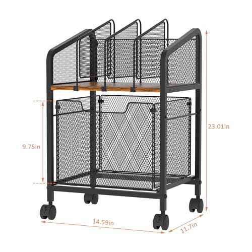 Rolling File Cabinet with Adjustable Dividers, Mobile Filing Cabinet with Storage Drawer on Lockable Wheels, Hanging File Organizer Beside Under Desk for Office, Home£¨Patent Pending£©
