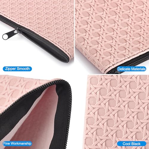 Wteehn 2-Pack Money Bags – PU Leather Zipper Pouches for Cash, Coins, Receipts (Black + Light Pink)