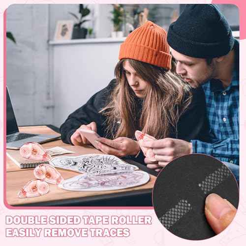 50 Pack Double Sided Tape Bulk, Glue Tape Roller 0.3 Inch ¡¿ 26.25 ft Adhesive Dot Roller Applicators for Journaling Scrapbook Supplies Crafts Gift Wrapping(Pink)