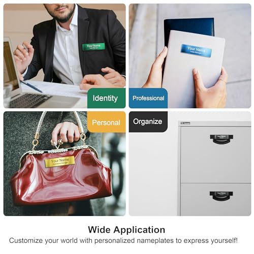 Personalized Engraved Metal Name Badge with Magnetic Backing 2.8x0.8 - No Logo, 3-Line Engraving