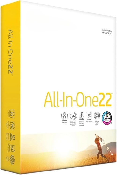 All-in-One22 22lb White Paper | 500 Sheets, 8.5 x 11 Inches for Versatile Printing