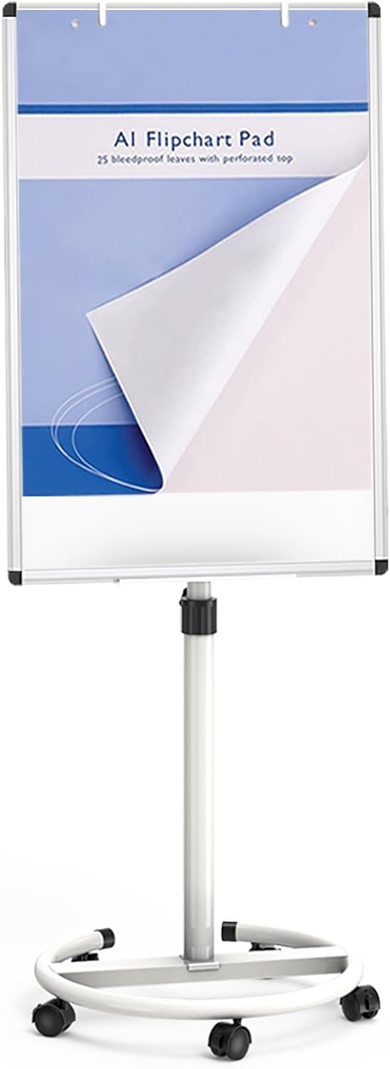 VIZ-PRO ECO Magnetic Whiteboard - 36 X 24 Inches | Rolling Easel Flipchart Stand with Paper Pads