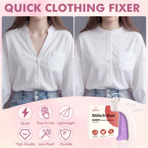 Hybemmy Stitch Gun for Clothes - Quick Clothing Fixer (White) with 6 Replacement Needles