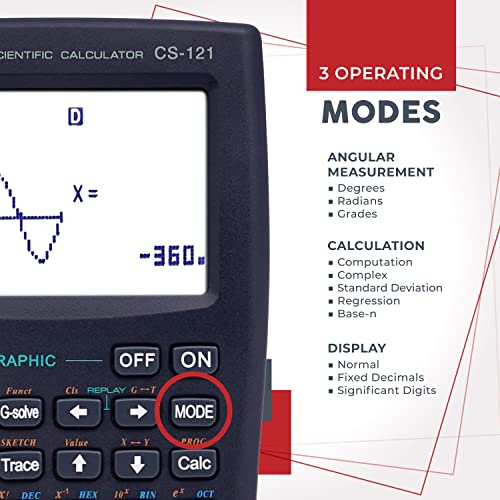 CATIGA Black Scientific Graphing Calculator CS-121 for Students